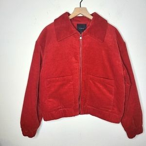 Elodie Rust Corduroy Bomber Jacket Large
